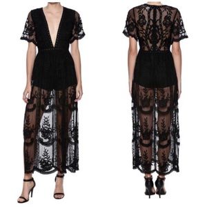 Honey Punch Lace Maxi Romper Dress